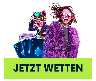 Casino Szene mit Karten Dealer und Jetzt wetten Button